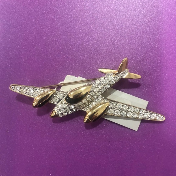 CAROLEE,men’s air plane clear rhinestone brooch pin.Size OS - Picture 3 of 7